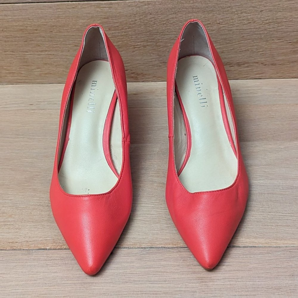 Red Minelli Leather Pumps - Size 6 - Bought in France